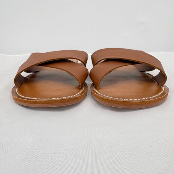 Abercrombie & Fitch Brown Faux Leather Cross Sandals, Size 7/8, Preppy Vacation - Picture 6 of 8